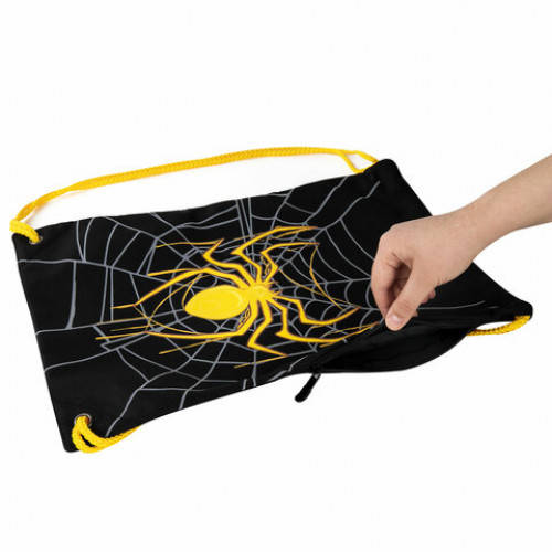 Мешок для обуви BRAUBERG PREMIUM, карман, подкладка, светоотражайка, 43х33 см, Venomous spider, 271624