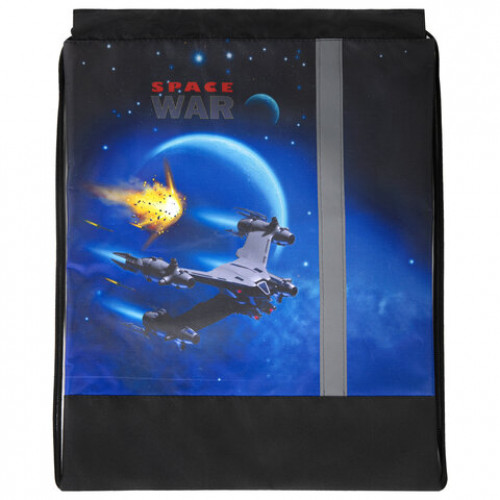 Мешок для обуви ЮНЛАНДИЯ, плотный, светоотражающая полоса, 46х36 см, Space war, 270916