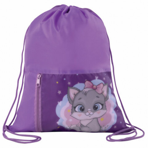 Мешок для обуви ЮНЛАНДИЯ, карман на молнии, 33х42 см, Cute kitty, 271053