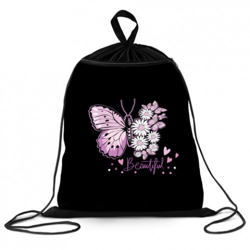 Мешок для обуви BRAUBERG, с петлёй, карман на молнии, 47х37 см, Butterfly, 271607