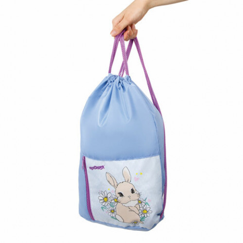 Мешок для обуви ЮНЛАНДИЯ, на шнурке, карман на молнии, 33х42 см, Cute Rabbit, 270406