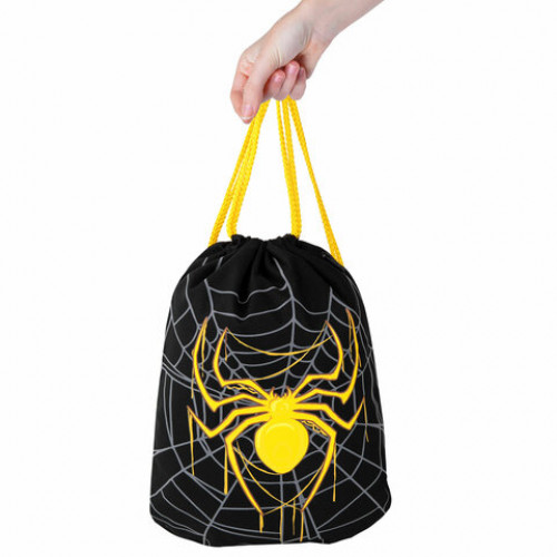 Мешок для обуви BRAUBERG PREMIUM, карман, подкладка, светоотражайка, 43х33 см, Venomous spider, 271624