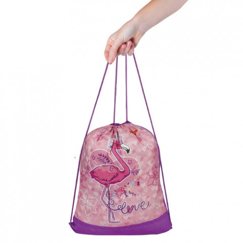Мешок для обуви ПИФАГОР, 1 отделение, 42х34 см, Cute Flamingo, 270184