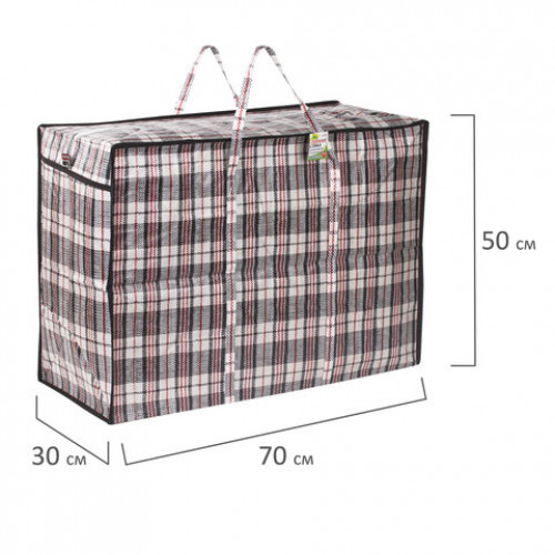 Сумка-баул хозяйственная, полипропилен, 70х50х30 см,105 литров, черно-красная, 170 г/м2, ЛЮБАША, 604703
