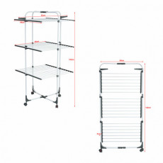 Сушилка напольная для белья раскладная 3 уровня, 30 метров, на колесах, LAIMA HOME HIGH-RISE, 700472