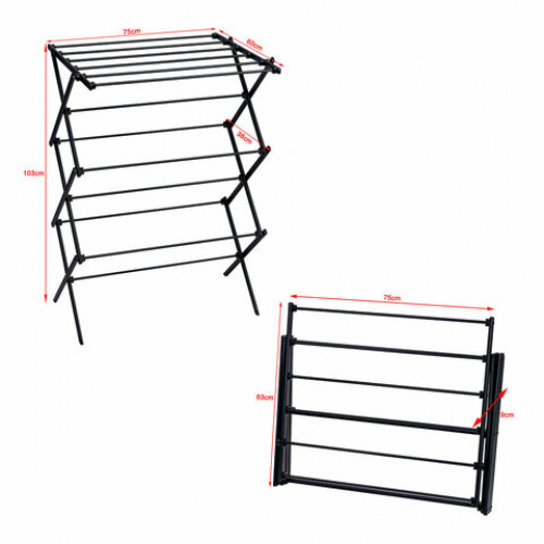 Сушилка напольная МИНИ для белья раскладная 4 уровня, 10 метров, LAIMA HOME LADDER BLACK, 700473