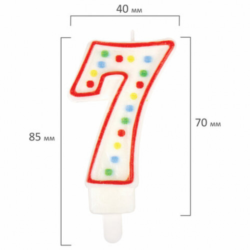 Свеча-цифра для торта 7 ДВУСТОРОННЯЯ с конфетти, 8,5 см, ЗОЛОТАЯ СКАЗКА, держатель, блистер, 591400
