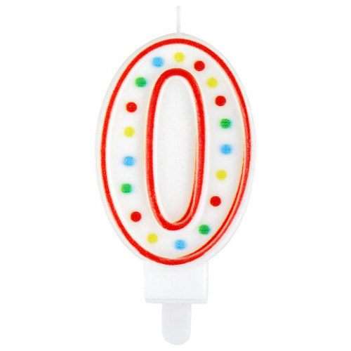Свеча-цифра для торта 0 ДВУСТОРОННЯЯ с конфетти, 8,5 см, ЗОЛОТАЯ СКАЗКА, держатель, блистер, 591393