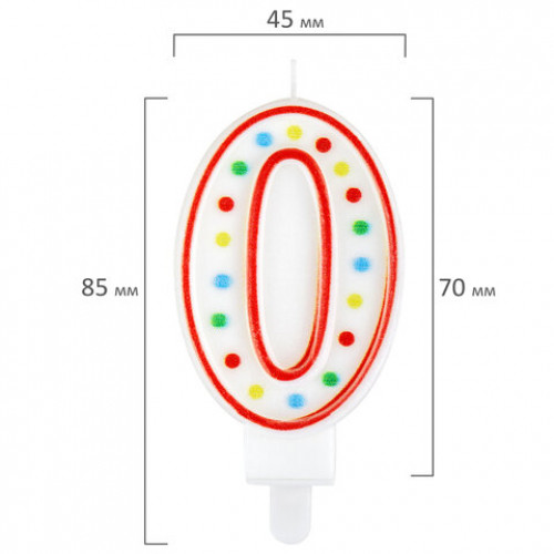 Свеча-цифра для торта 0 ДВУСТОРОННЯЯ с конфетти, 8,5 см, ЗОЛОТАЯ СКАЗКА, держатель, блистер, 591393