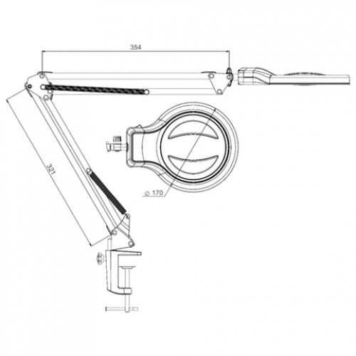 Светильник настольный Леда С20 Про, лупа (4,5/9 раз, стекло), струбцина, светодиоды 8 Вт, высота 70 см