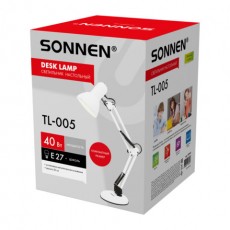 Настольная лампа / светильник SONNEN TL-005, на подставке, 40 Вт, Е27, белый, высота 50 см, 237647