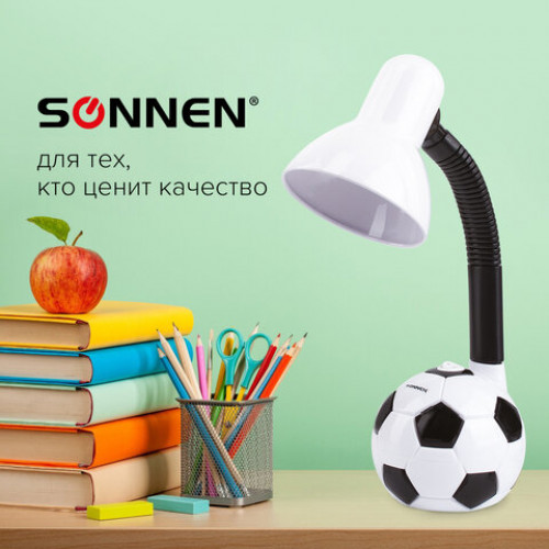 Светильник настольный SONNEN OU-503, на подставке, цоколь Е27, Мяч, белый, 236675
