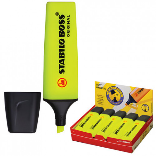 Текстовыделитель STABILO Boss, ЖЕЛТЫЙ, линия 2-5 мм, 70/24