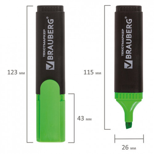 Текстовыделитель BRAUBERG Contract, ЗЕЛЕНЫЙ, линия 1-5 мм, 150390