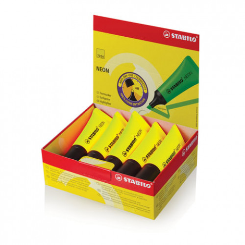 Текстовыделитель STABILO Neon, ЖЕЛТЫЙ, линия 2-5 мм, 72/24