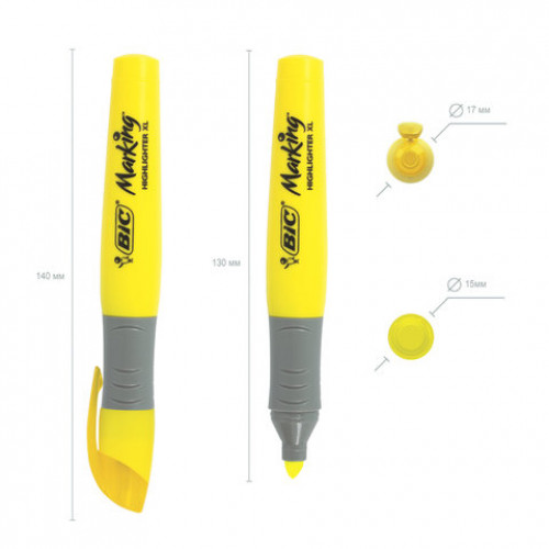 Текстовыделитель BIC Highlighter XL, ЖЕЛТЫЙ, линия 1,7-5,1 мм, 891396