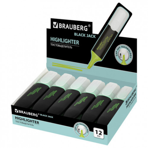 Текстовыделитель BRAUBERG BLACK JACK, ЗЕЛЕНЫЙ, линия 1-5 мм, 151895