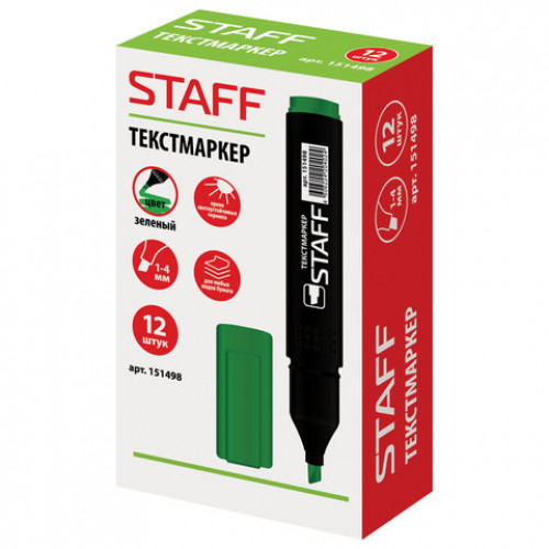 Текстовыделитель STAFF College STICK, ЗЕЛЕНЫЙ, 1-4 мм, 151498