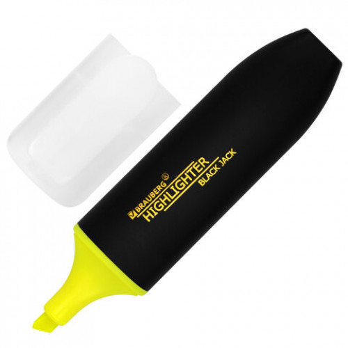 Текстовыделитель BRAUBERG BLACK JACK, ЖЕЛТЫЙ, линия 1-5 мм, 151894