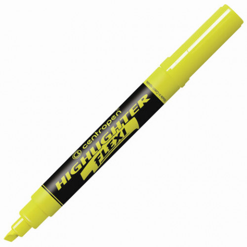 Текстовыделитель CENTROPEN Flexi, ЖЕЛТЫЙ, гибкий наконечник, линия 1-5 мм, 8542, 4 8542 0151