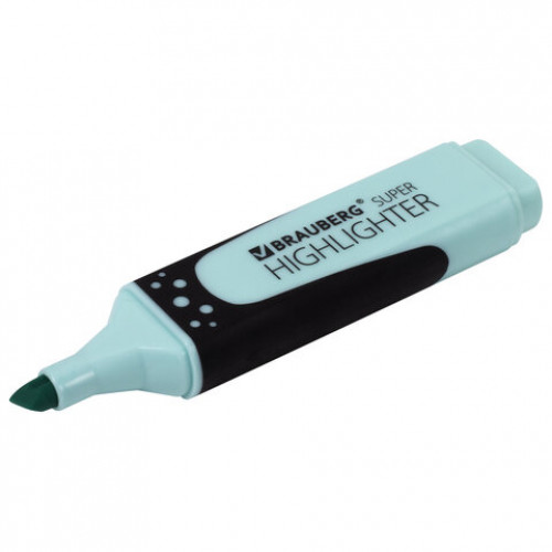 Текстовыделитель BRAUBERG SUPER PASTEL, БИРЮЗОВЫЙ, прорезиненный корпус, линия 1-5 мм, 151752