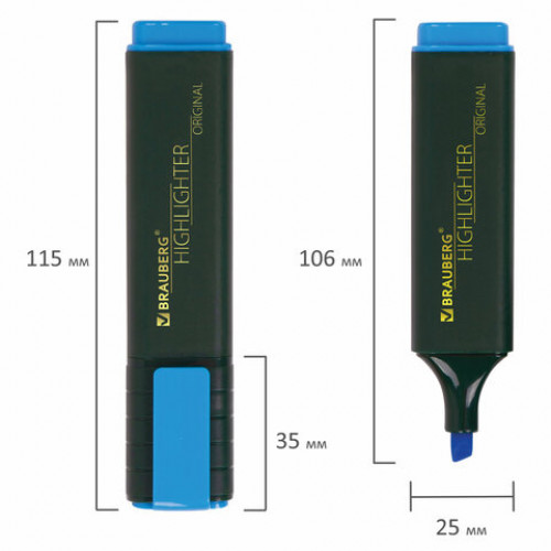 Текстовыделитель BRAUBERG ORIGINAL, ГОЛУБОЙ, линия 1-5 мм, 151684