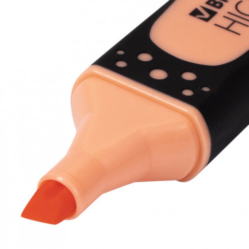 Текстовыделитель BRAUBERG SUPER PASTEL, ПЕРСИКОВЫЙ, прорезиненный корпус, линия 1-5 мм, 151750