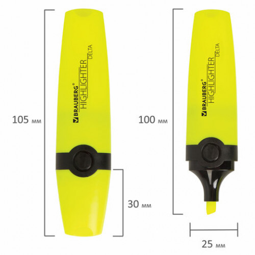 Набор текстовыделителей BRAUBERG 2 шт., ЖЕЛТЫЙ/ЗЕЛЕНЫЙ, DELTA, линия 1-5 мм, 151725