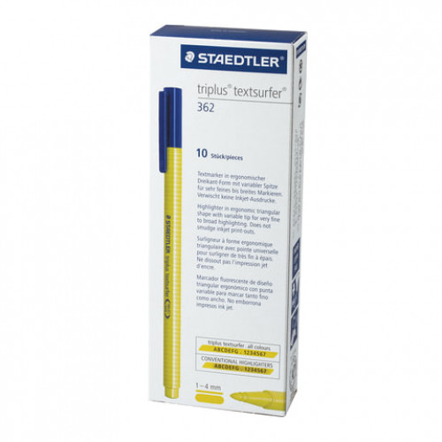 Текстовыделитель STAEDTLER (Германия) Triplus Textsurfer, НЕОН ЖЕЛТЫЙ, трехгранный, линия 1-4 мм, 362-1