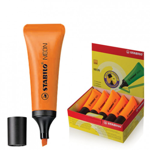 Текстовыделитель STABILO Neon, ОРАНЖЕВЫЙ, линия 2-5 мм, 72/54