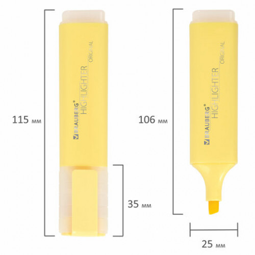 Текстовыделитель BRAUBERG ORIGINAL PASTEL, ВАНИЛЬ, линия 1-5 мм, 151691