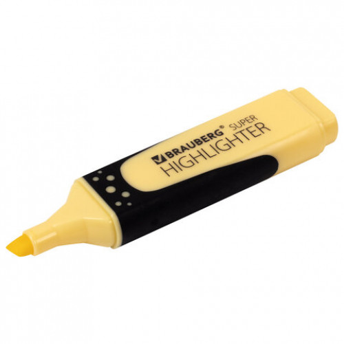 Текстовыделитель BRAUBERG SUPER PASTEL, ВАНИЛЬ, прорезиненный корпус, линия 1-5 мм, 151749