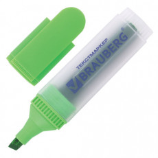 Текстовыделитель BRAUBERG FLUO, ЗЕЛЕНЫЙ, линия 1-5 мм, 150399