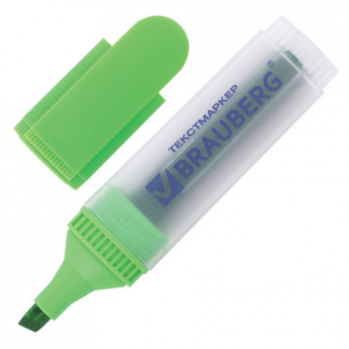 Текстовыделитель BRAUBERG FLUO, ЗЕЛЕНЫЙ, линия 1-5 мм, 150399