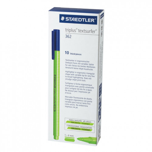 Текстовыделитель STAEDTLER (Германия) Triplus Textsurfer, НЕОН ЗЕЛЕНЫЙ, трехгранный, линия 1-4 мм, 362-5