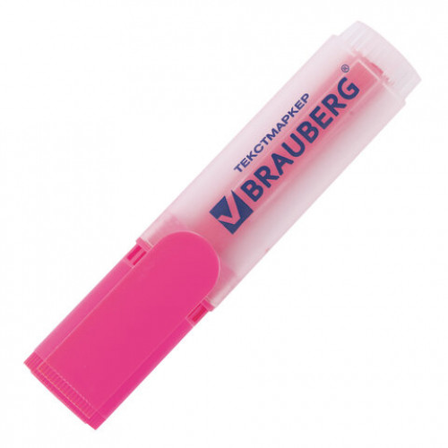 Текстовыделитель BRAUBERG FLUO, РОЗОВЫЙ, линия 1-5 мм, 150401