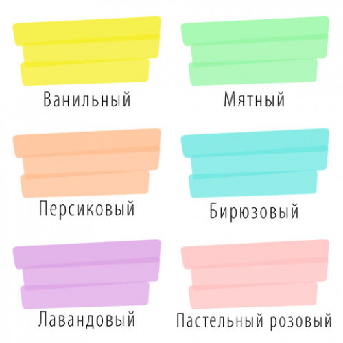 Набор текстовыделителей BRAUBERG 6 шт., АССОРТИ, DELTA PASTEL, линия 1-5 мм, 151736