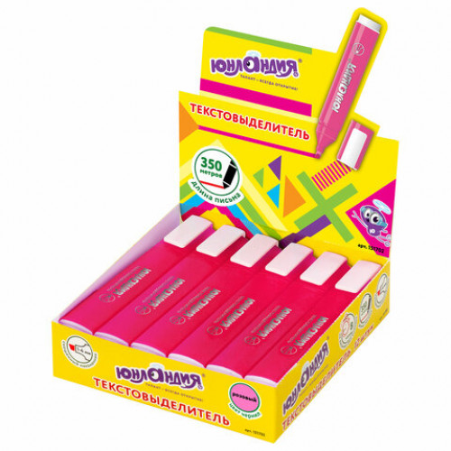 Текстовыделитель ЮНЛАНДИЯ COLORSTAR, РОЗОВЫЙ, линия 1-4 мм, 151702