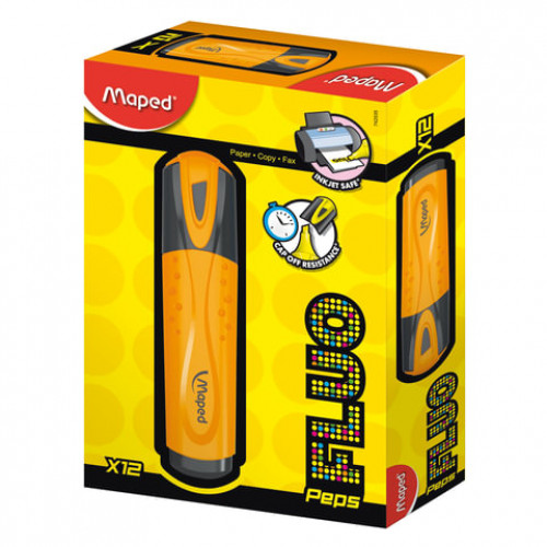 Текстовыделитель MAPED (Франция) Fluo Pep's Classic, ОРАНЖЕВЫЙ, линия 1-5 мм, 742535