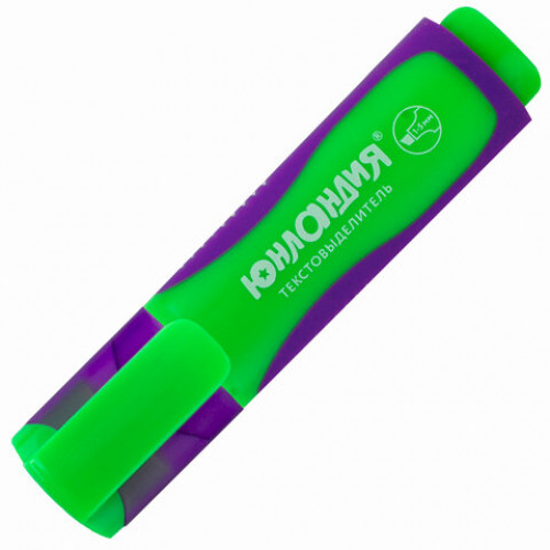 Текстовыделитель ЮНЛАНДИЯ ELASTIC, ЗЕЛЕНЫЙ, прорезиненный корпус, линия 1-5 мм, 151760