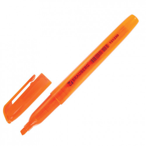 Текстовыделитель BRAUBERG Vivid, ОРАНЖЕВЫЙ, круглый корпус, линия 1-3 мм, 151230