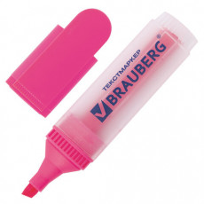Текстовыделитель BRAUBERG FLUO, РОЗОВЫЙ, линия 1-5 мм, 150401