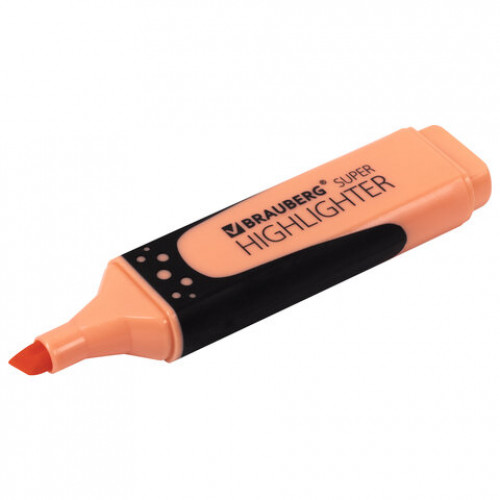 Текстовыделитель BRAUBERG SUPER PASTEL, ПЕРСИКОВЫЙ, прорезиненный корпус, линия 1-5 мм, 151750