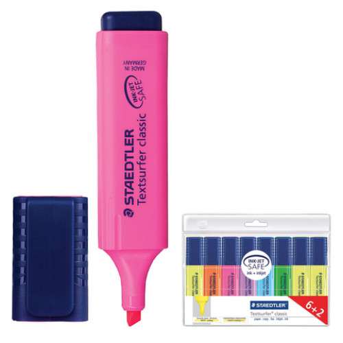 Набор текстовыделителей STAEDTLER 6 шт., 4 АССОРТИ + 2 ЖЕЛТЫХ, Textsurfer Classic, линия 1-5 мм, 364AWP8, 364 A WP8