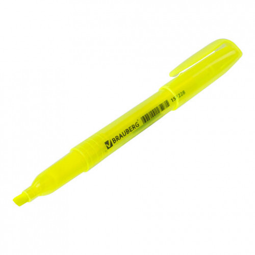 Текстовыделитель BRAUBERG Vivid, ЖЕЛТЫЙ, круглый корпус, линия 1-3 мм, 151228