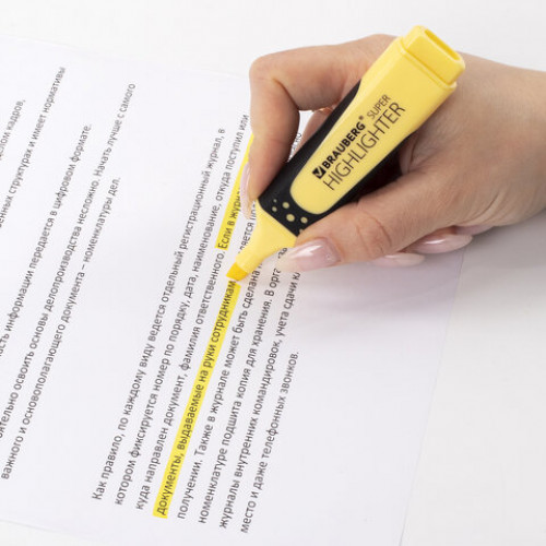 Текстовыделитель BRAUBERG SUPER PASTEL, ВАНИЛЬ, прорезиненный корпус, линия 1-5 мм, 151749