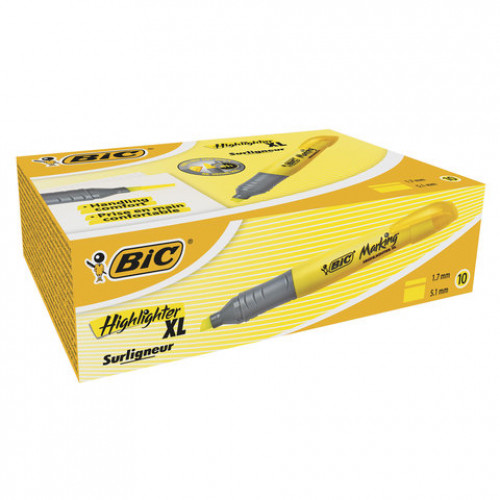 Текстовыделитель BIC Highlighter XL, ЖЕЛТЫЙ, линия 1,7-5,1 мм, 891396