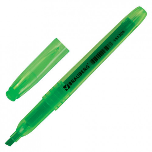 Текстовыделитель BRAUBERG Vivid, ЗЕЛЕНЫЙ, круглый корпус, линия 1-3 мм, 151229
