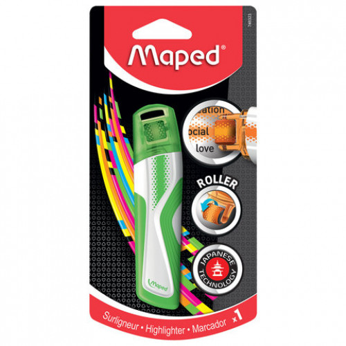 Текстовыделитель-роллер MAPED (Франция) Fluo Pep's, ЗЕЛЕНЫЙ, 5 мм, блистер, 746323