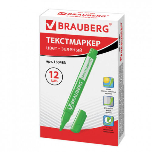 Текстовыделитель BRAUBERG Energy, ЗЕЛЕНЫЙ, линия 1-3 мм, 150483